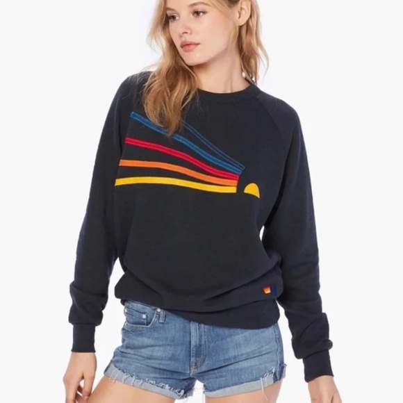 Aviator Nation Tops - Aviator Nation • Daydream Sweatshirt Pullover navy rainbow